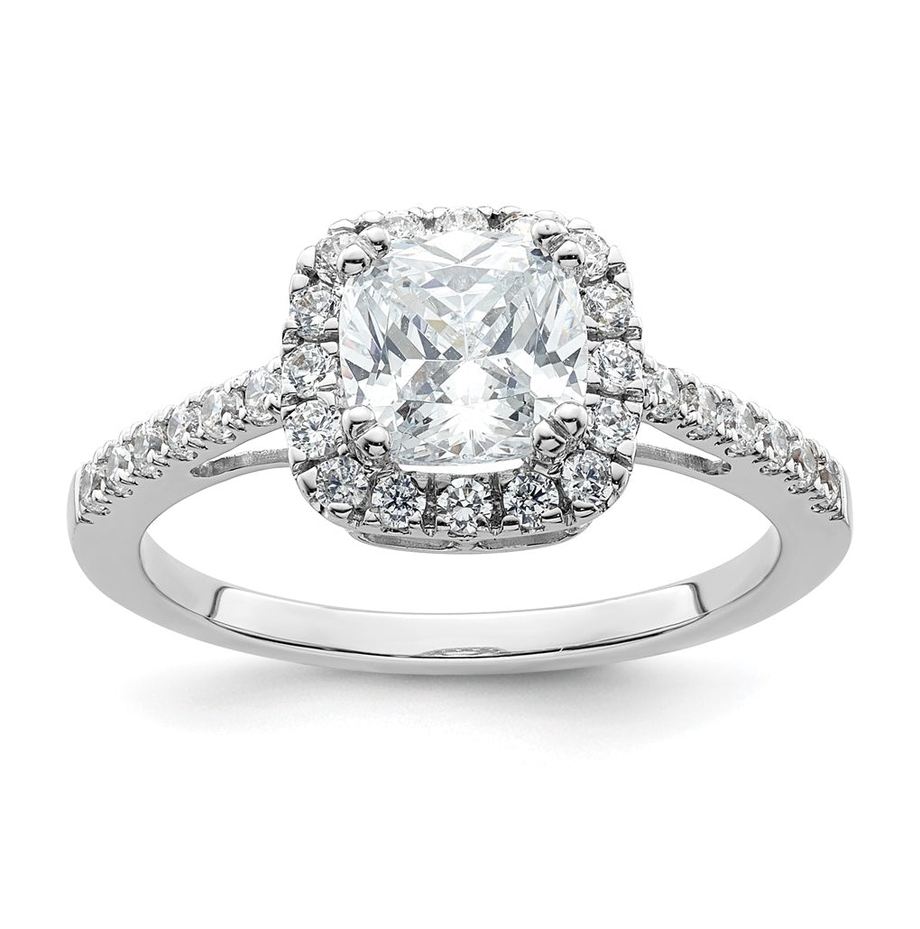 14K White Gold Halo Plus (Holds 1.5 carat (6.5mm) Cushion Center) 3/8 carat Diamond Semi-Mount Engagement Ring