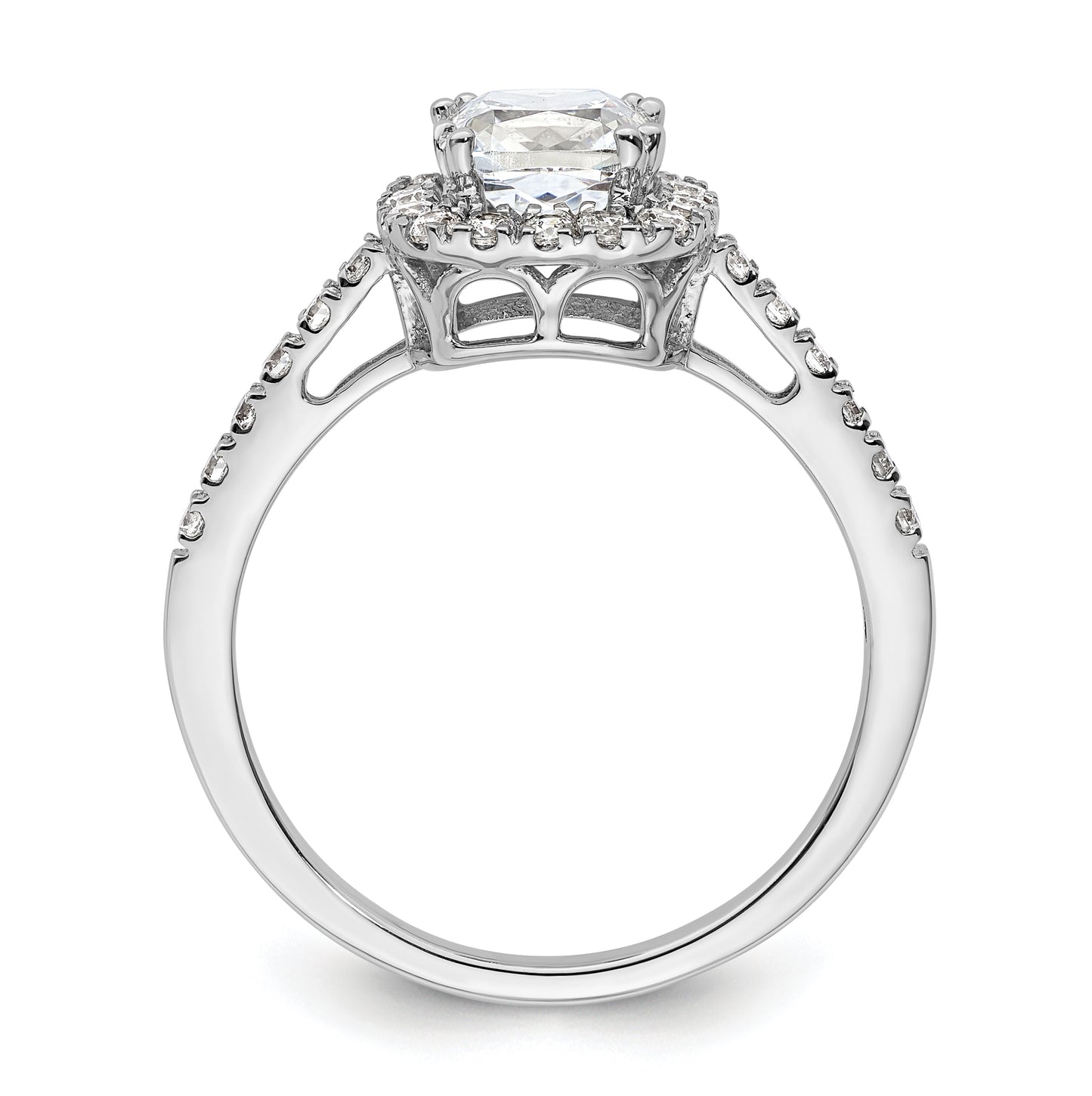 14K White Gold Halo Plus (Holds 1.75 carat (7.00mm) Cushion Center) 3/8 carat Diamond Semi-Mount Engagement Ring