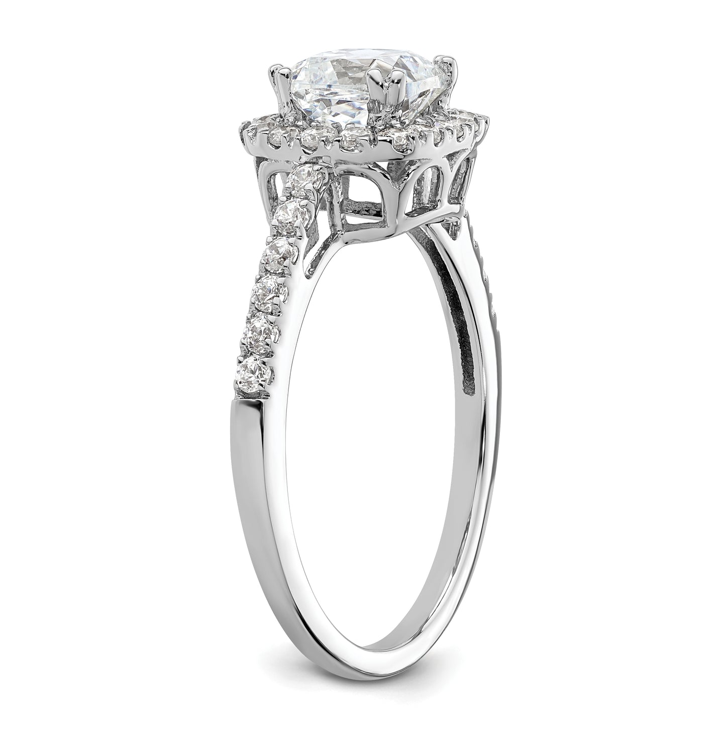 14K White Gold Halo Plus (Holds 1.75 carat (7.00mm) Cushion Center) 3/8 carat Diamond Semi-Mount Engagement Ring