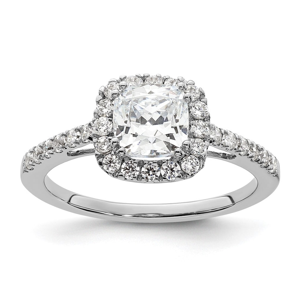 14K White Gold Halo Plus (Holds 1.75 carat (7.00mm) Cushion Center) 3/8 carat Diamond Semi-Mount Engagement Ring