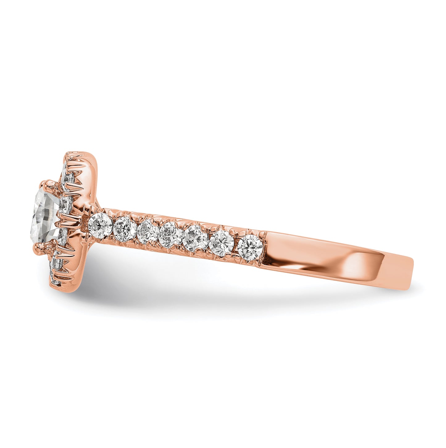 14K Rose Gold Diamond Cushion Semi-mount Halo Engagement Ring