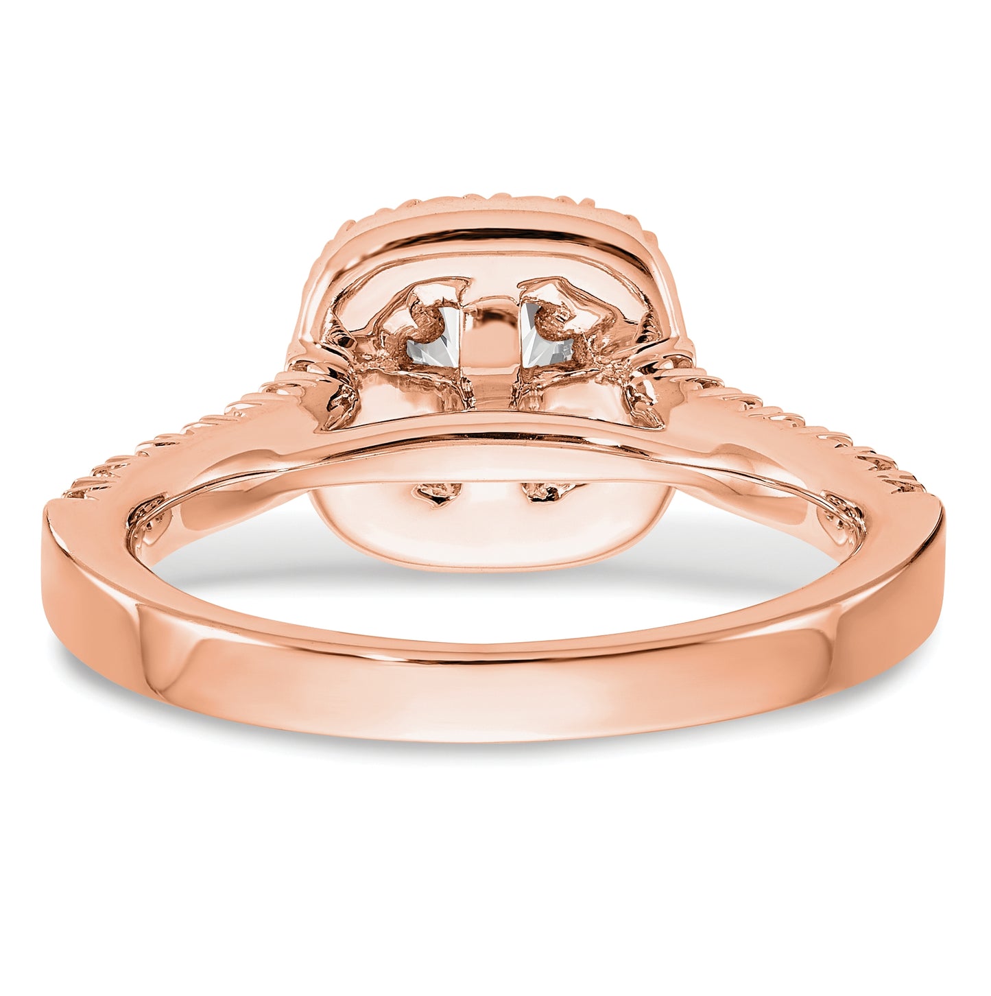 14K Rose Gold Diamond Cushion Semi-mount Halo Engagement Ring
