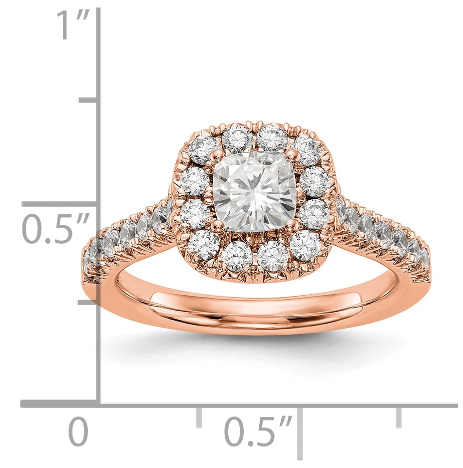 14K Rose Gold Diamond Cushion Semi-mount Halo Engagement Ring