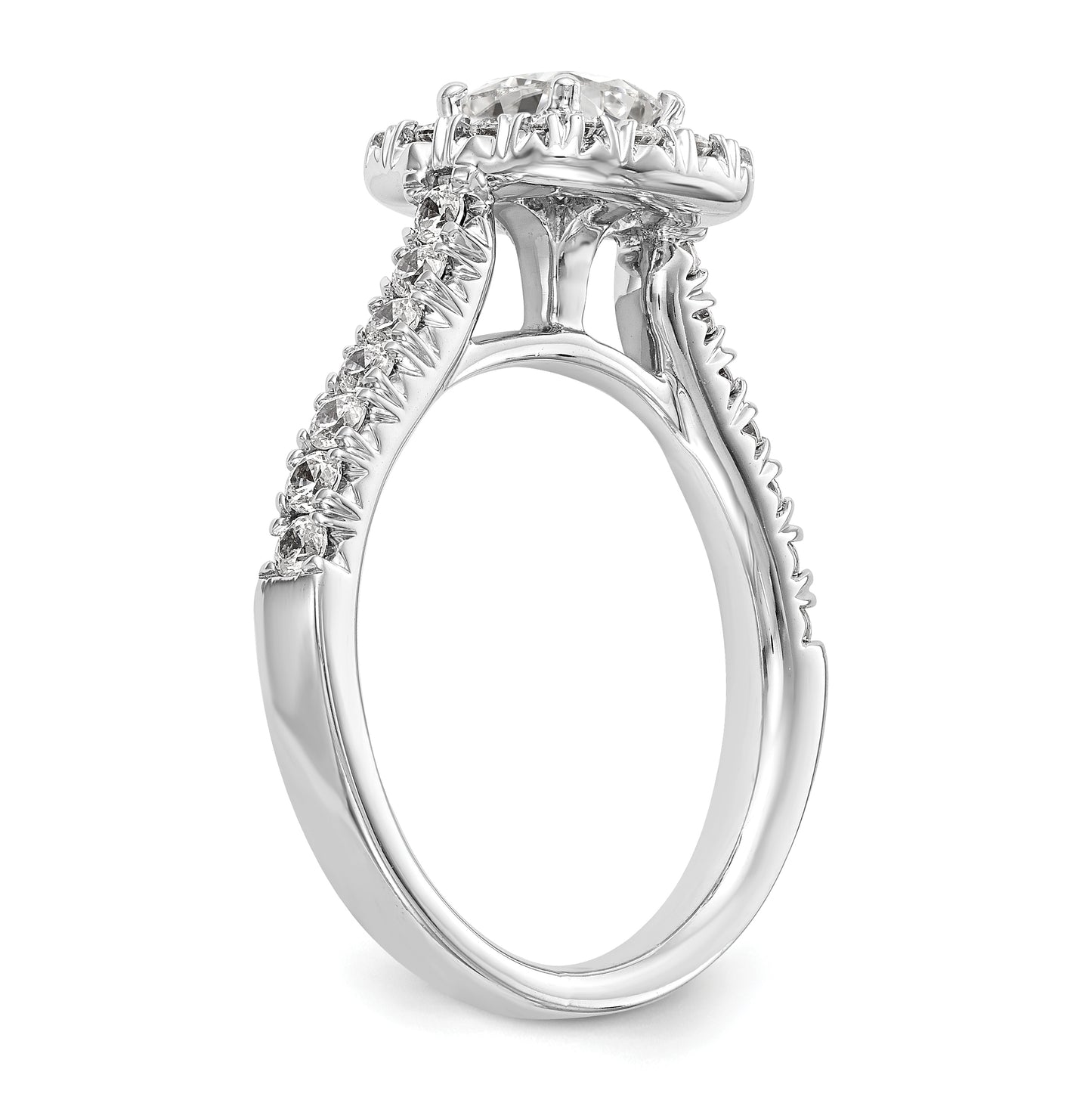 14K White Gold Halo Plus (Holds 1/2 carat (4.8mm) Cushion Center) 3/4 carat Diamond Semi-Mount Engagement Ring