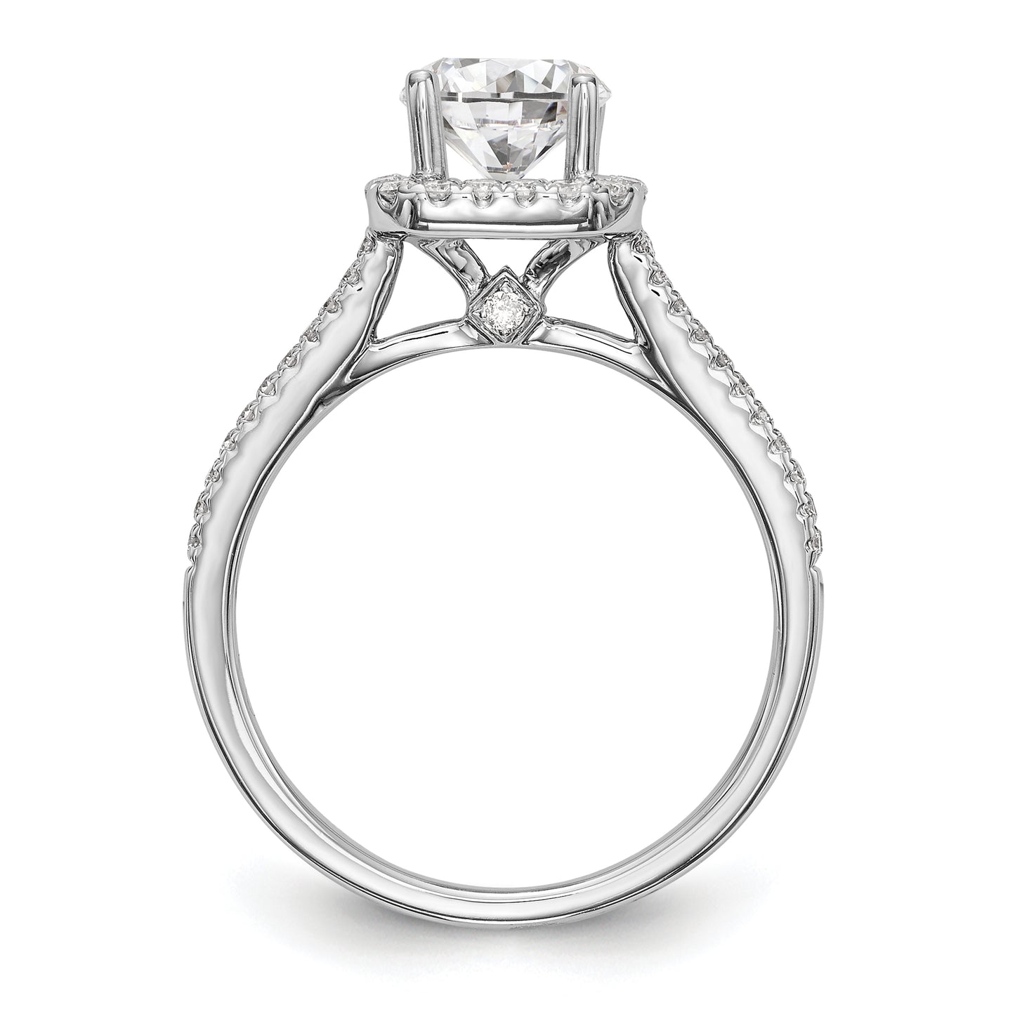 14K White Gold Halo Plus (Holds 1.25 carat (6.00mm) Cushion Center) 1/3 carat Diamond Semi-Mount Engagement Ring