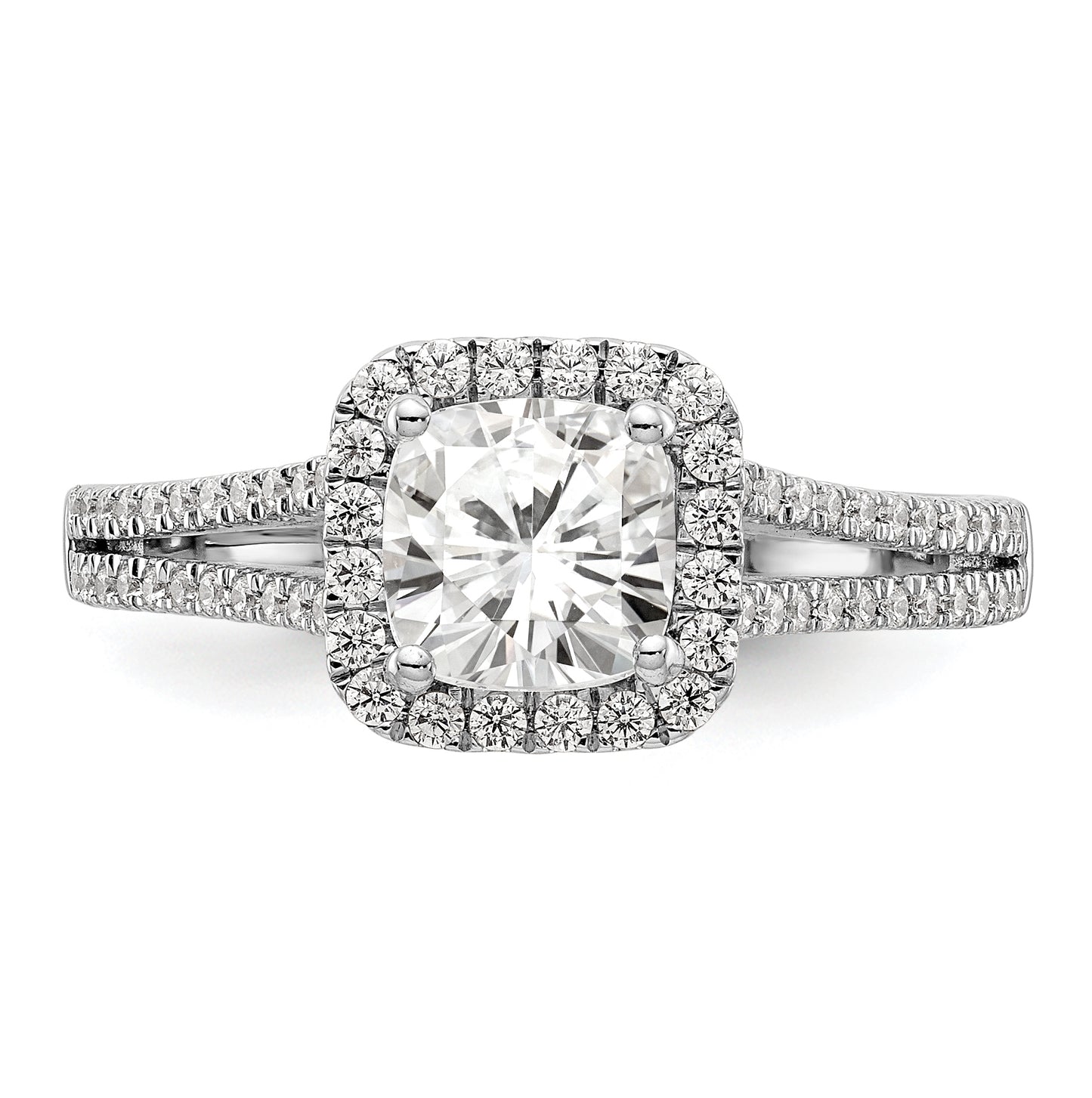 14K White Gold Halo Plus (Holds 1.25 carat (6.00mm) Cushion Center) 1/3 carat Diamond Semi-Mount Engagement Ring