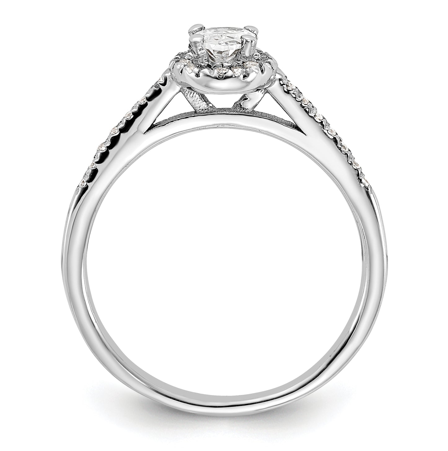 14K White Gold Halo Plus (Holds 1/2 carat (6.5x4.5mm) Oval Center) 1/3 carat Diamond Semi-Mount Engagement Ring