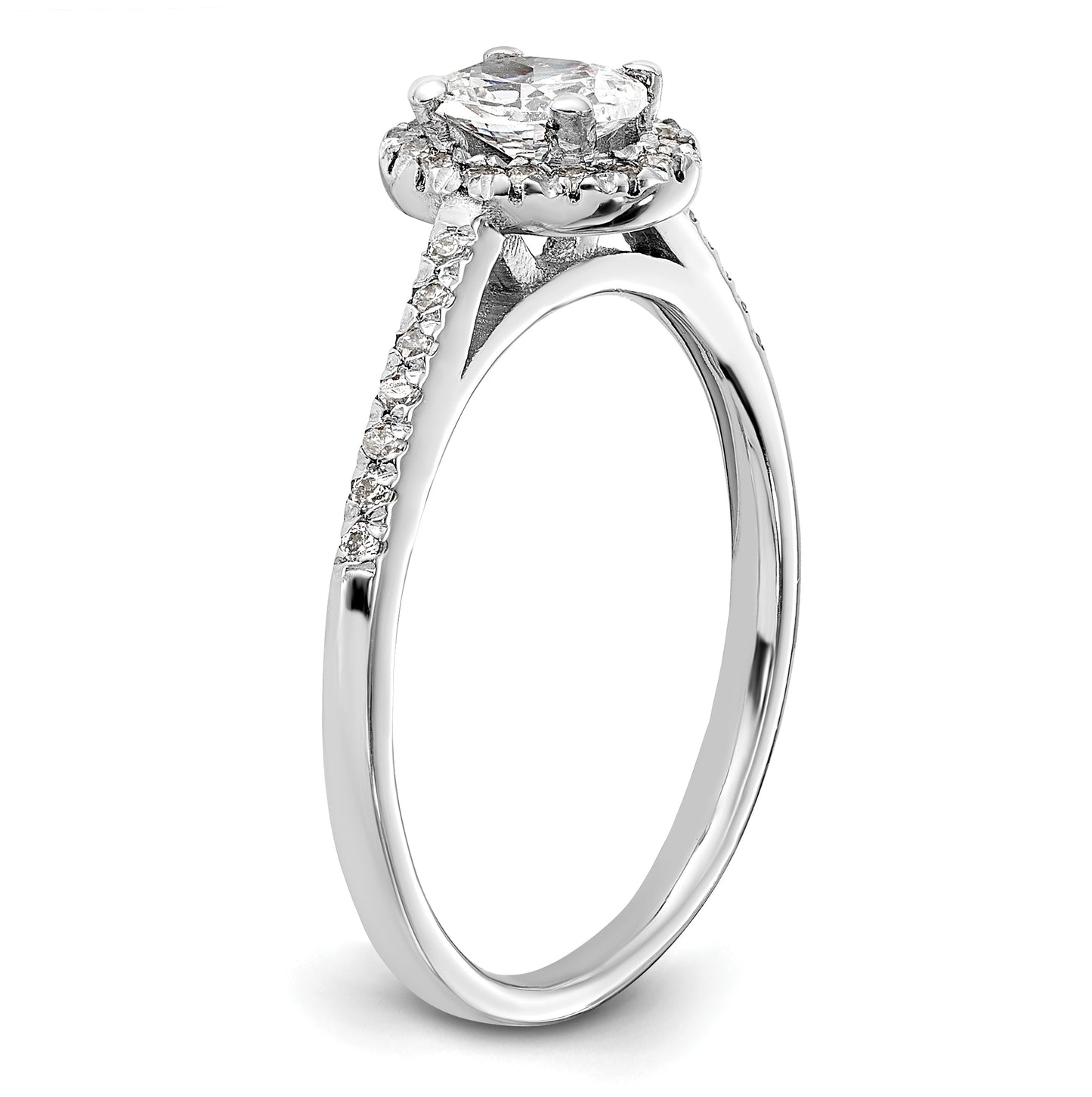 14K White Gold Halo Plus (Holds 1/2 carat (6.5x4.5mm) Oval Center) 1/3 carat Diamond Semi-Mount Engagement Ring