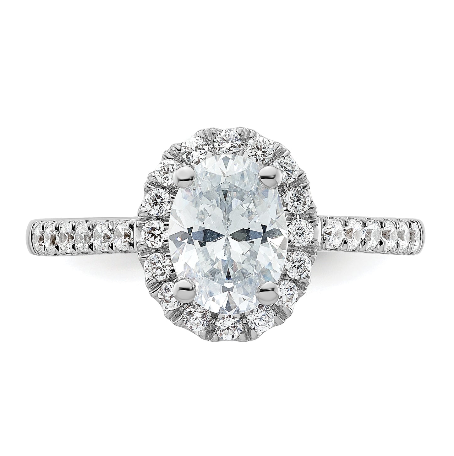 14K White Gold Halo Plus (Holds 3/4 carat (7.5x5.0mm) Oval Center) 3/8 carat Diamond Semi-Mount Engagement Ring