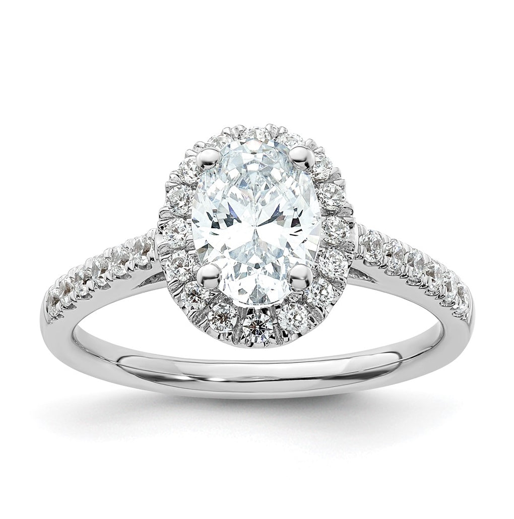 14K White Gold Halo Plus (Holds 3/4 carat (7.5x5.0mm) Oval Center) 3/8 carat Diamond Semi-Mount Engagement Ring