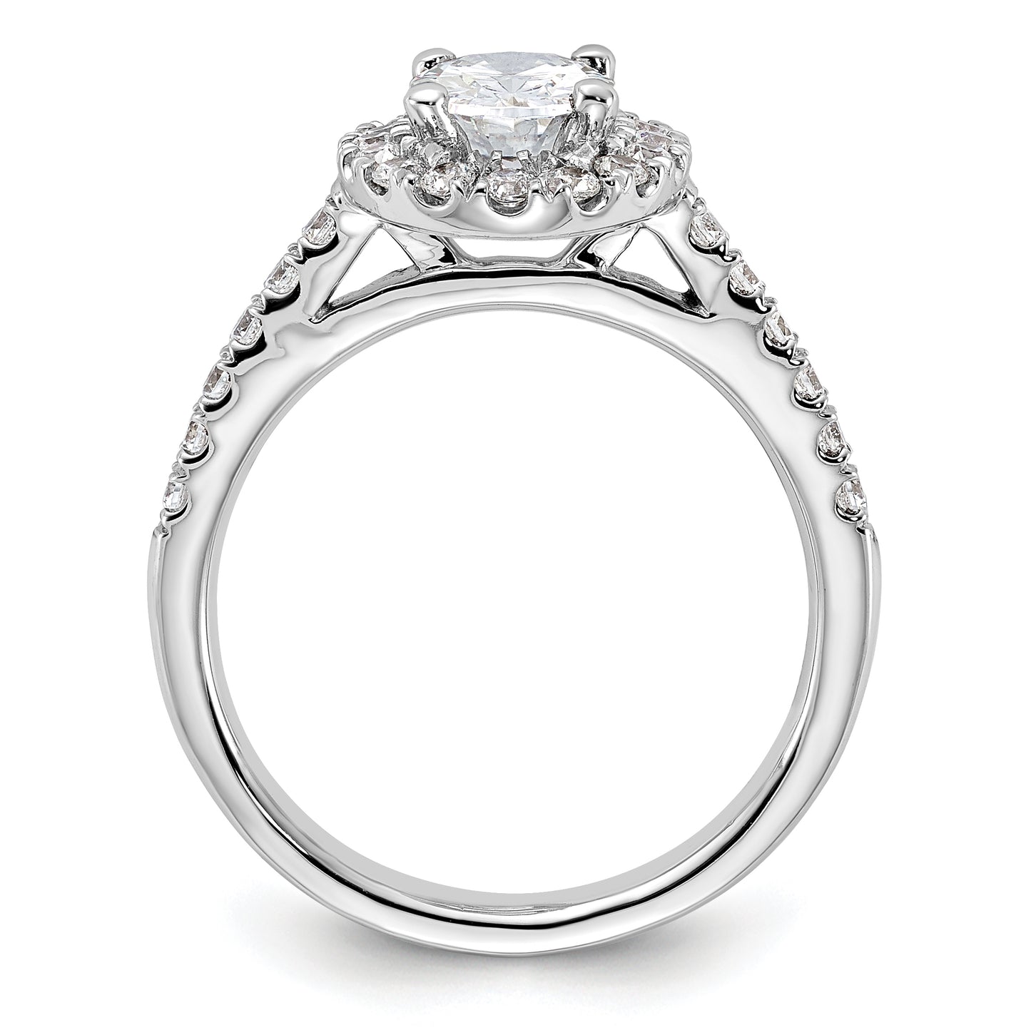 14K White Gold Halo Plus (Holds 1 carat (8.0x5.5mm) Oval Center) 1/2 carat Diamond Semi-Mount Engagement Ring