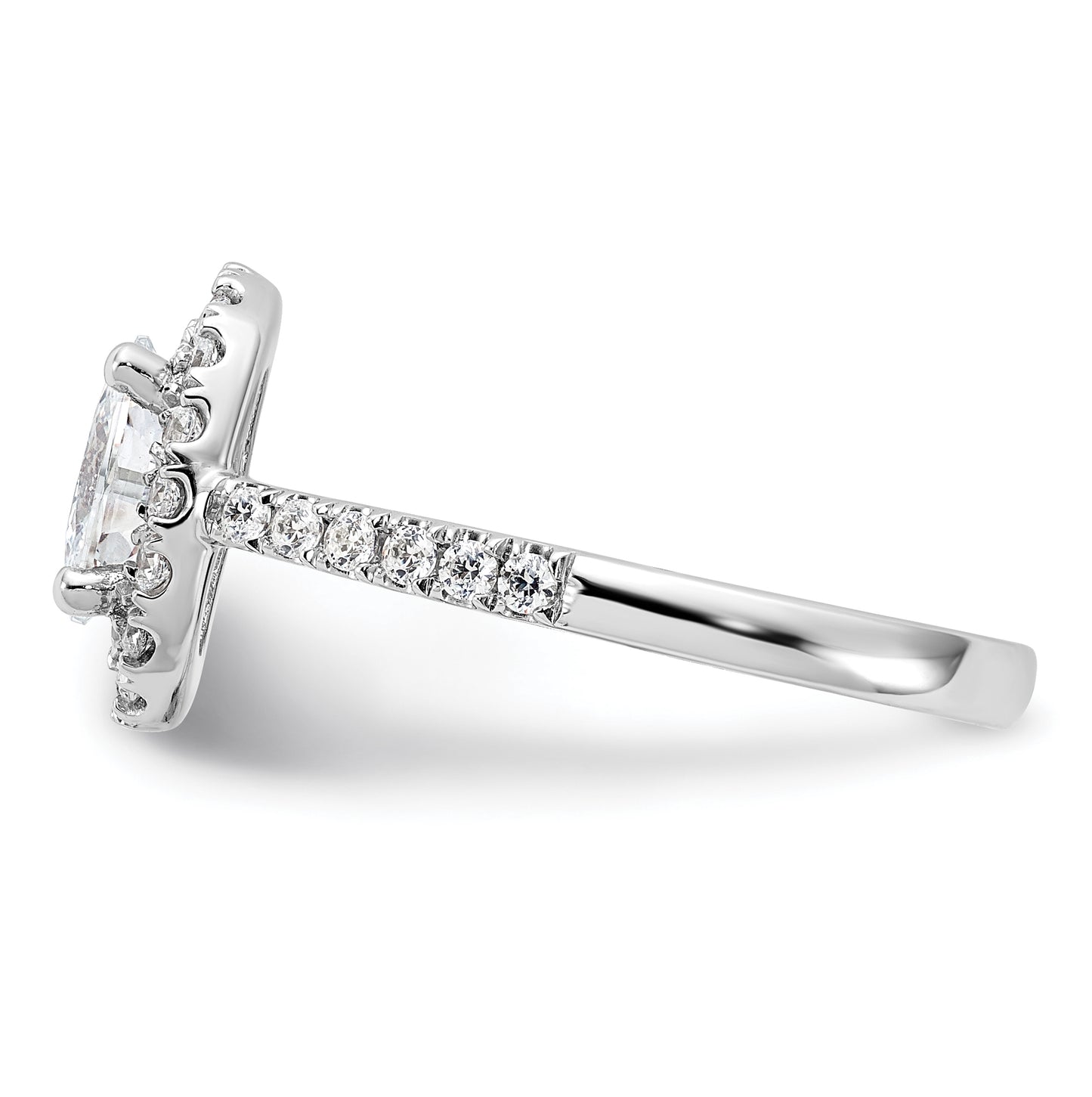 14K White Gold Halo Plus (Holds 1 carat (8.0x5.5mm) Oval Center) 1/2 carat Diamond Semi-Mount Engagement Ring