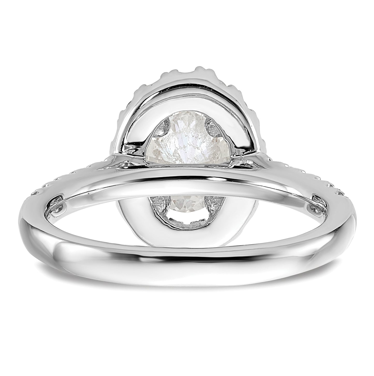 14K White Gold Halo Plus (Holds 1 carat (8.0x5.5mm) Oval Center) 1/2 carat Diamond Semi-Mount Engagement Ring