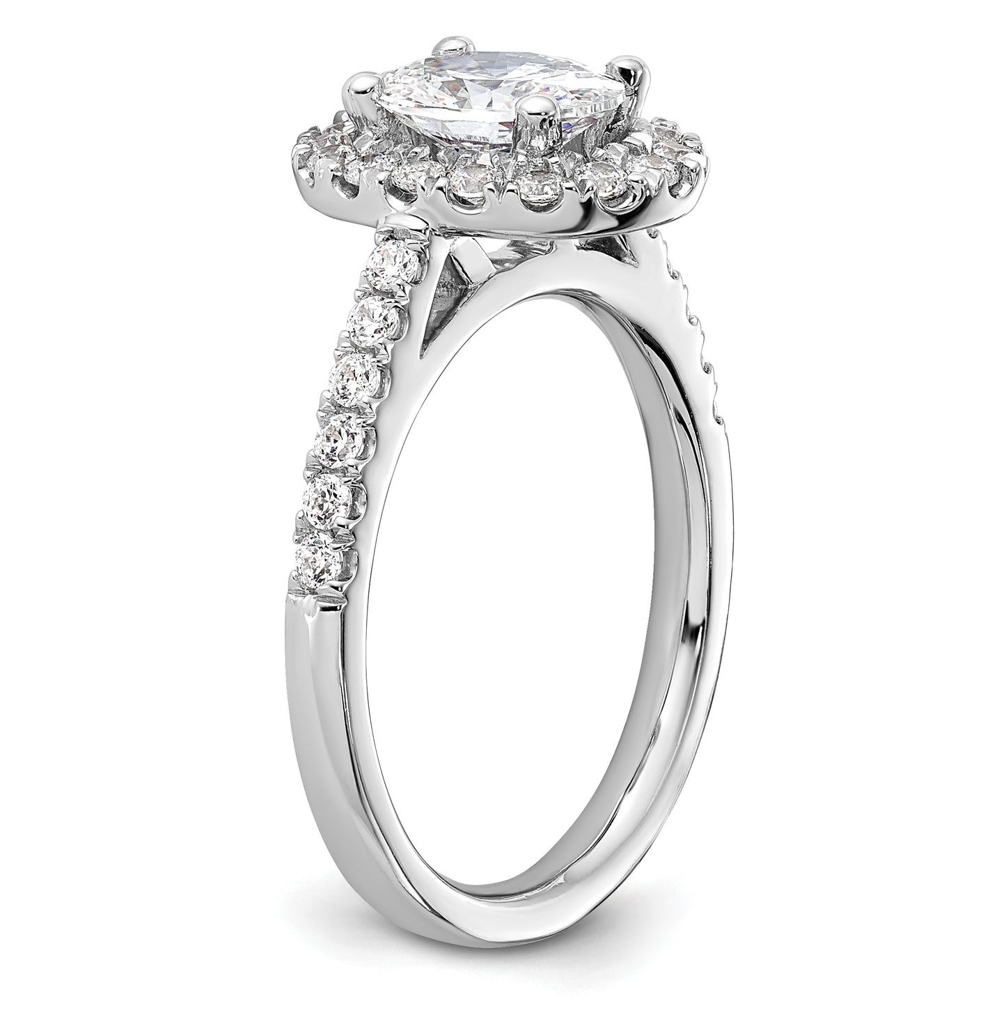 14K White Gold Halo Plus (Holds 1 carat (8.0x5.5mm) Oval Center) 1/2 carat Diamond Semi-Mount Engagement Ring