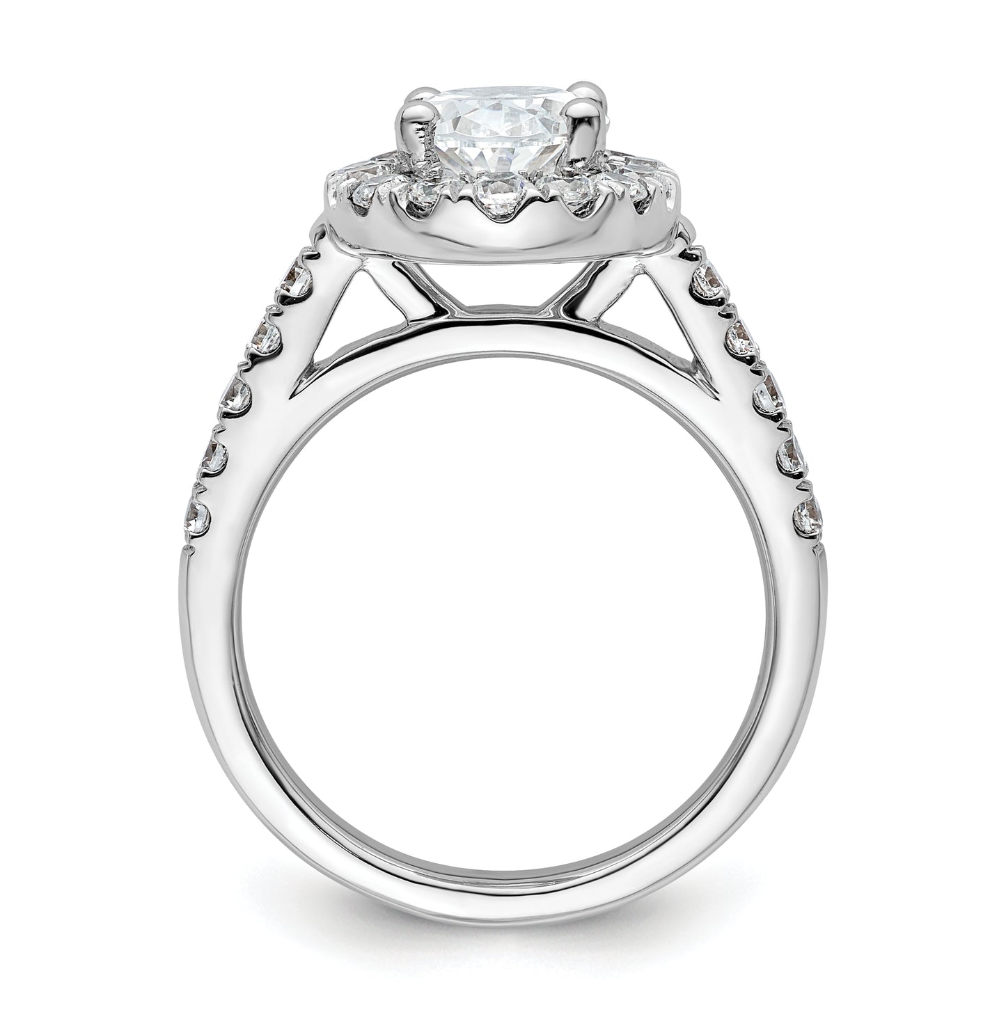14K White Gold Halo Plus (Holds 2 carat (10.2x7.0mm) Oval Center) 7/8 carat Diamond Semi-Mount Engagement Ring