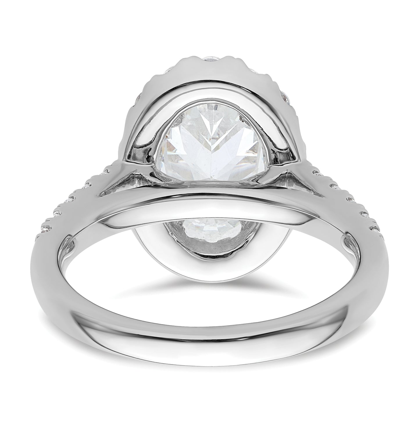 14K White Gold Halo Plus (Holds 2 carat (10.2x7.0mm) Oval Center) 7/8 carat Diamond Semi-Mount Engagement Ring