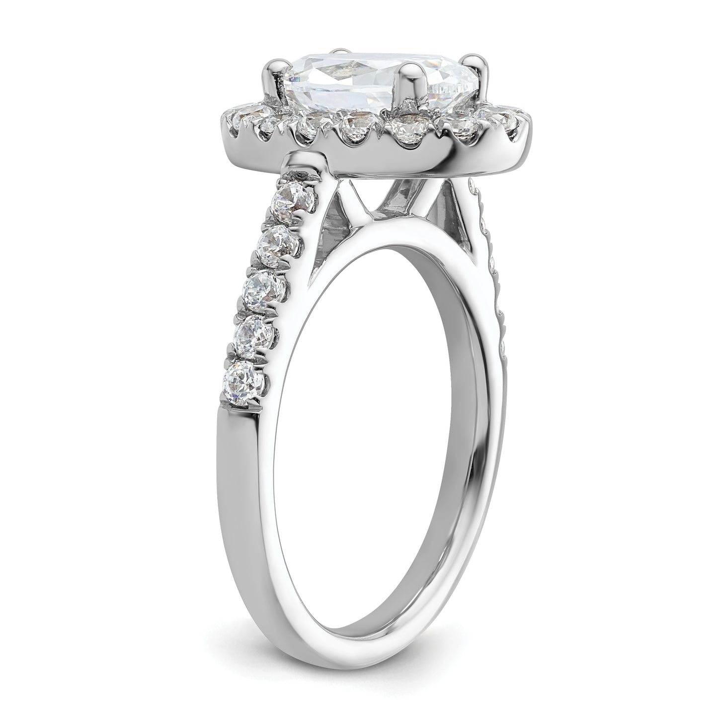 14K White Gold Halo Plus (Holds 2 carat (10.2x7.0mm) Oval Center) 7/8 carat Diamond Semi-Mount Engagement Ring