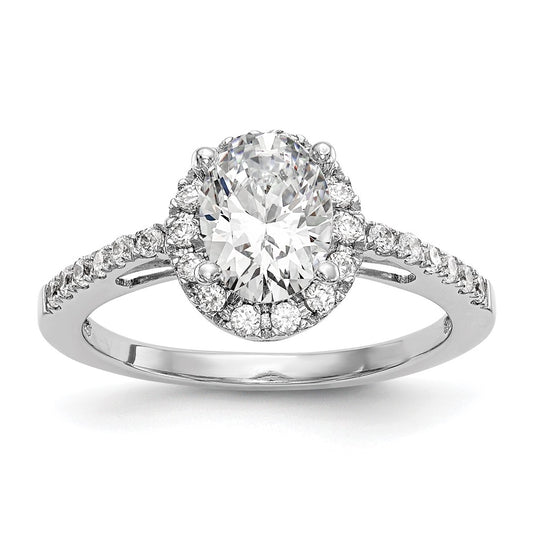 14K White Gold Halo Plus (Holds 1 carat (7x5mm) Oval Center) 1/4 carat Diamond Semi-Mount Engagement Ring