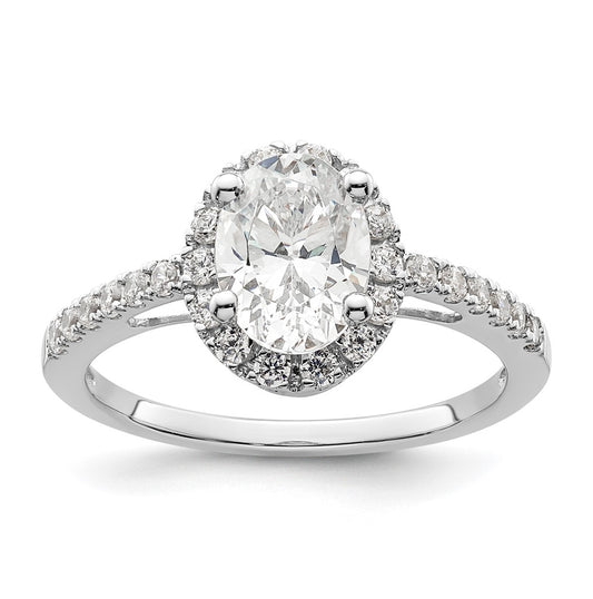 14K White Gold Halo Plus (Holds 1.25 carat (8.5x6.0mm) Oval Center) 3/8 carat Diamond Semi-Mount Engagement Ring