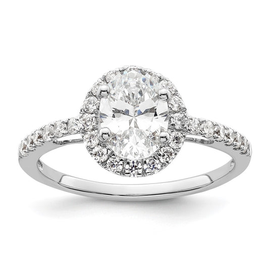 14K White Gold Halo Plus (Holds 2 carat (8.5x6.5mm) Oval Center) 3/8 carat Diamond Semi-Mount Engagement Ring