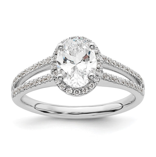 14K White Gold Halo Plus (Holds 3/4 carat (7.5x5.0mm) Oval Center) 1/3 carat Diamond Semi-Mount Engagement Ring