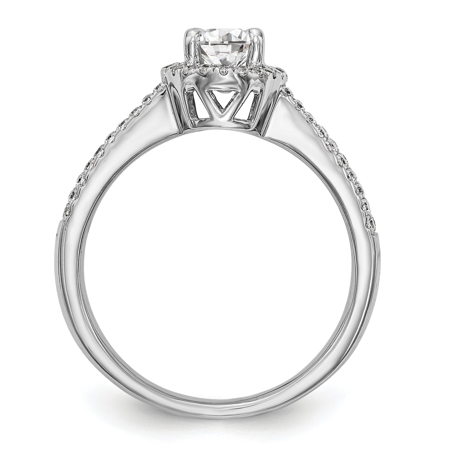 14K White Gold Halo Plus (Holds 1 carat (8.0x5.5mm) Oval Center) 1/3 carat Diamond Semi-Mount Engagement Ring