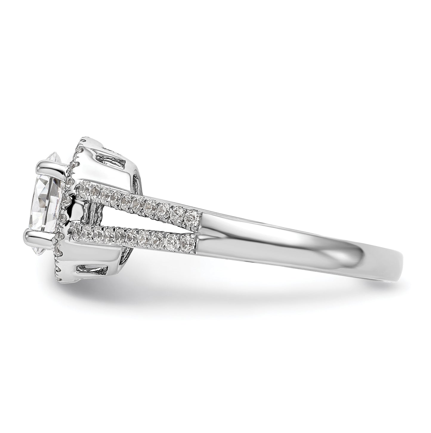 14K White Gold Halo Plus (Holds 1 carat (8.0x5.5mm) Oval Center) 1/3 carat Diamond Semi-Mount Engagement Ring