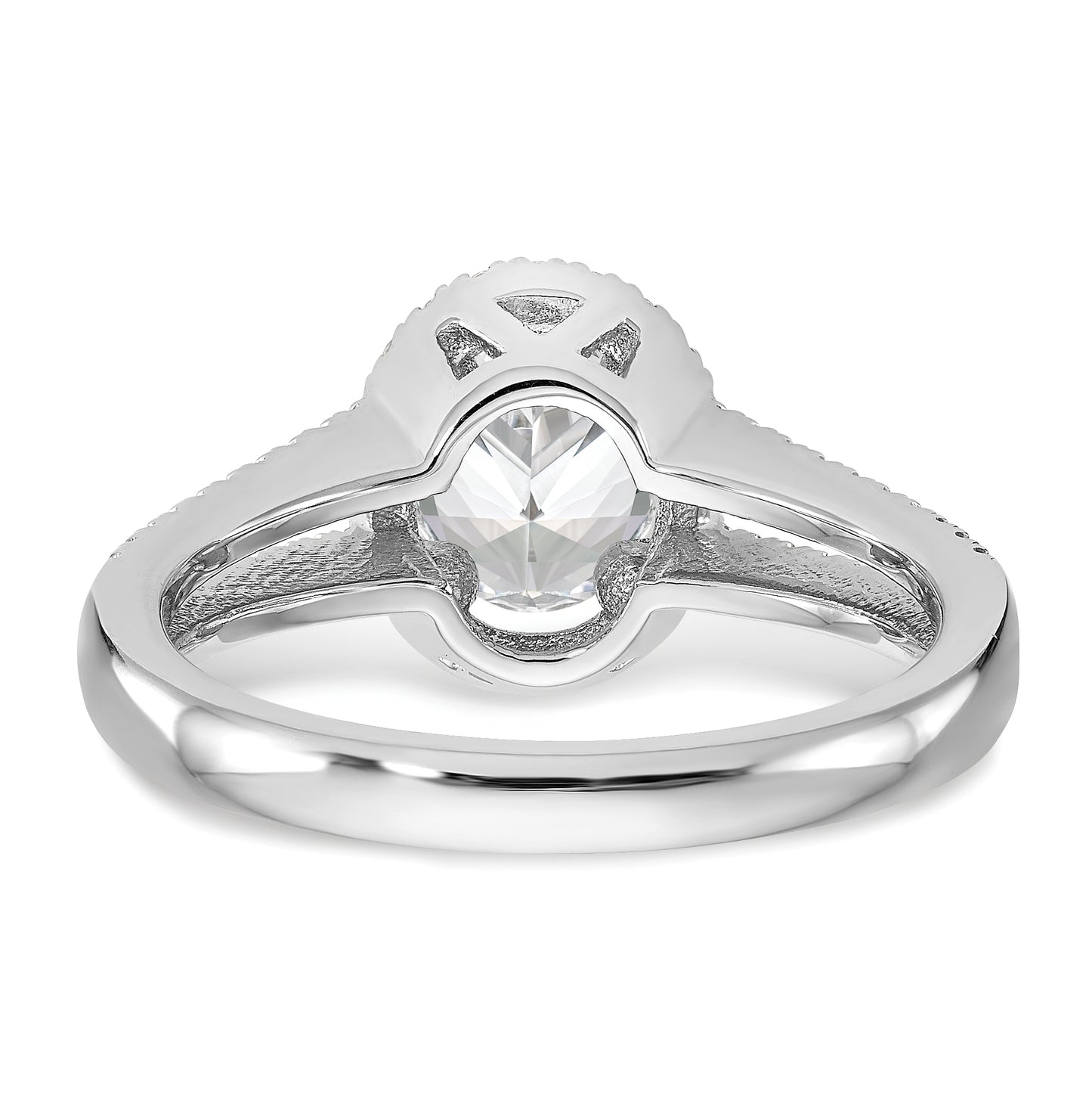 14K White Gold Halo Plus (Holds 1 carat (8.0x5.5mm) Oval Center) 1/3 carat Diamond Semi-Mount Engagement Ring