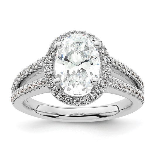 14K White Gold Halo Plus (Holds 2 carat (10x7mm) Oval Center) 1/2 carat Diamond Semi-Mount Engagement Ring
