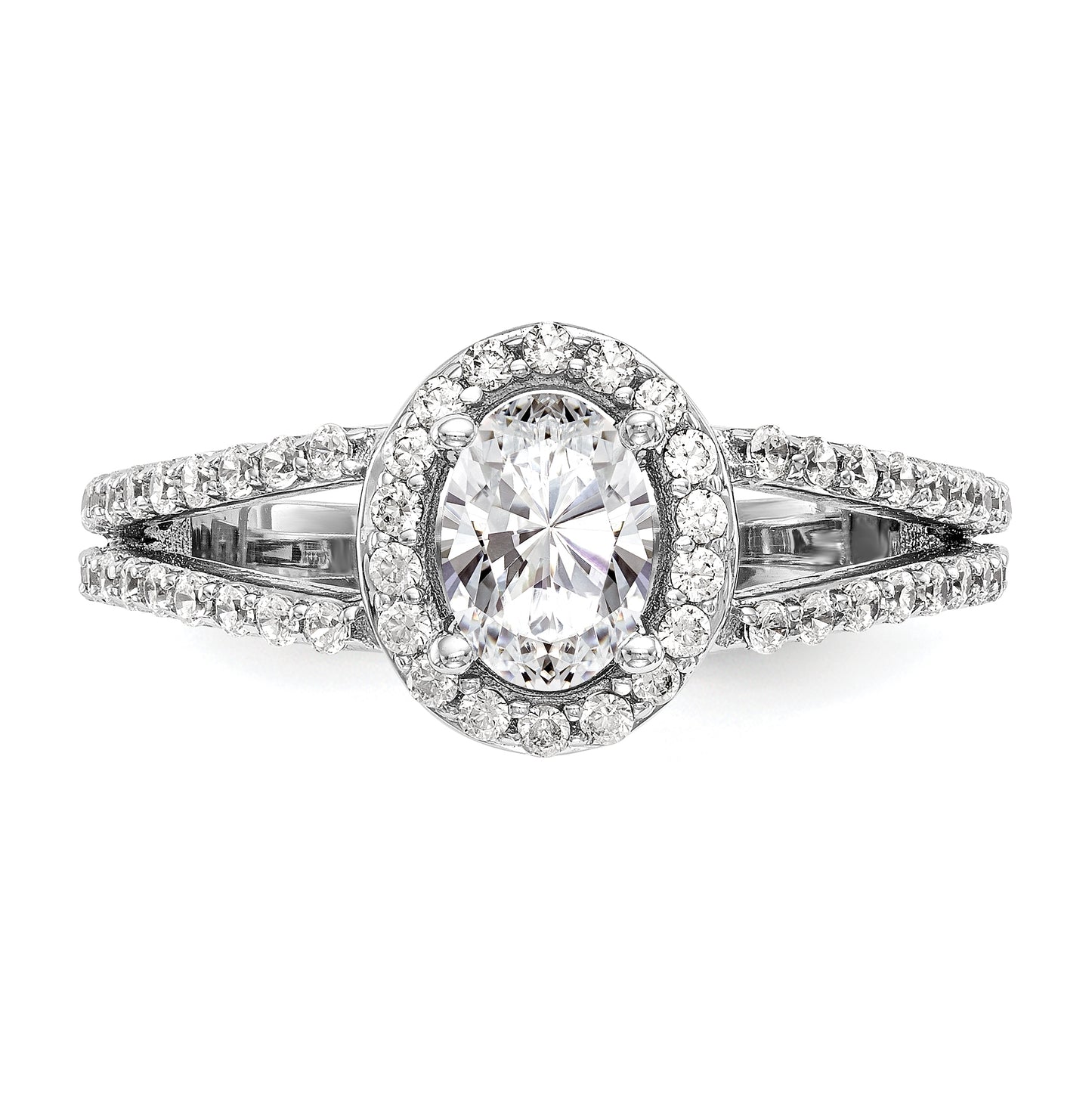 True Origin 14K White Gold 1/2 carat Lab Grown Diamond VS/SI  D E F  Semi Mount Oval Halo Engagement Ring