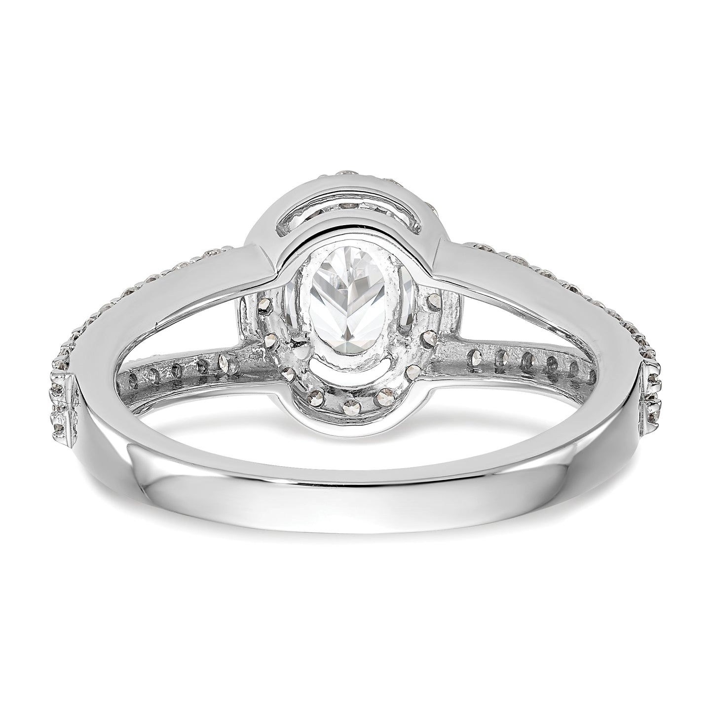 True Origin 14K White Gold 1/2 carat Lab Grown Diamond VS/SI  D E F  Semi Mount Oval Halo Engagement Ring