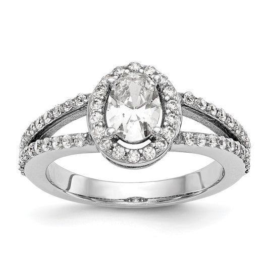 14K White Gold Lab Grown Diamond VS/SI FGH S/M Oval Halo Engagement Ring