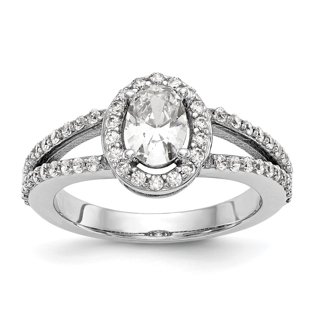 True Origin 14K White Gold 1/2 carat Lab Grown Diamond VS/SI  D E F  Semi Mount Oval Halo Engagement Ring