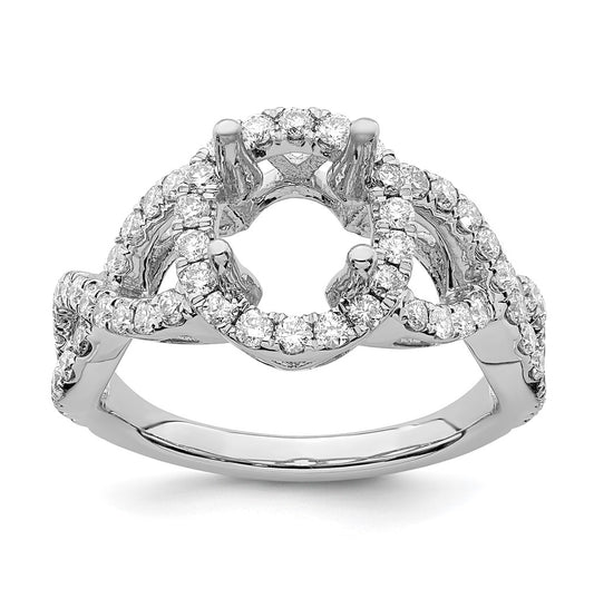 True Origin 14K White Gold 1 carat Lab Grown Diamond VS/SI  D E F  Semi Mount Oval Halo Engagement Ring