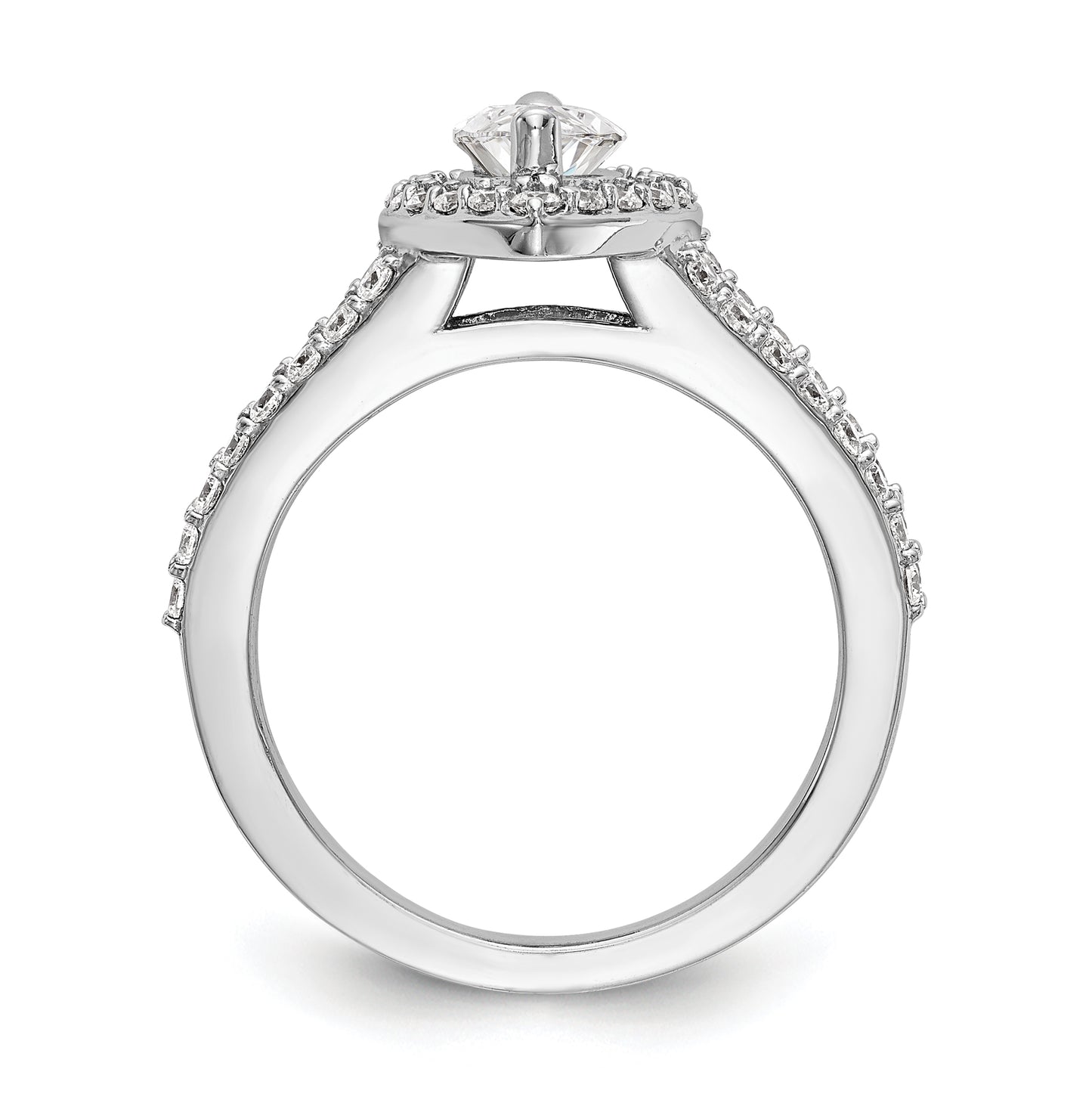 14K White Gold Halo Plus (Holds 1 carat (10x5mm) Marquise Center) 3/4 carat Diamond Semi-Mount Engagement Ring