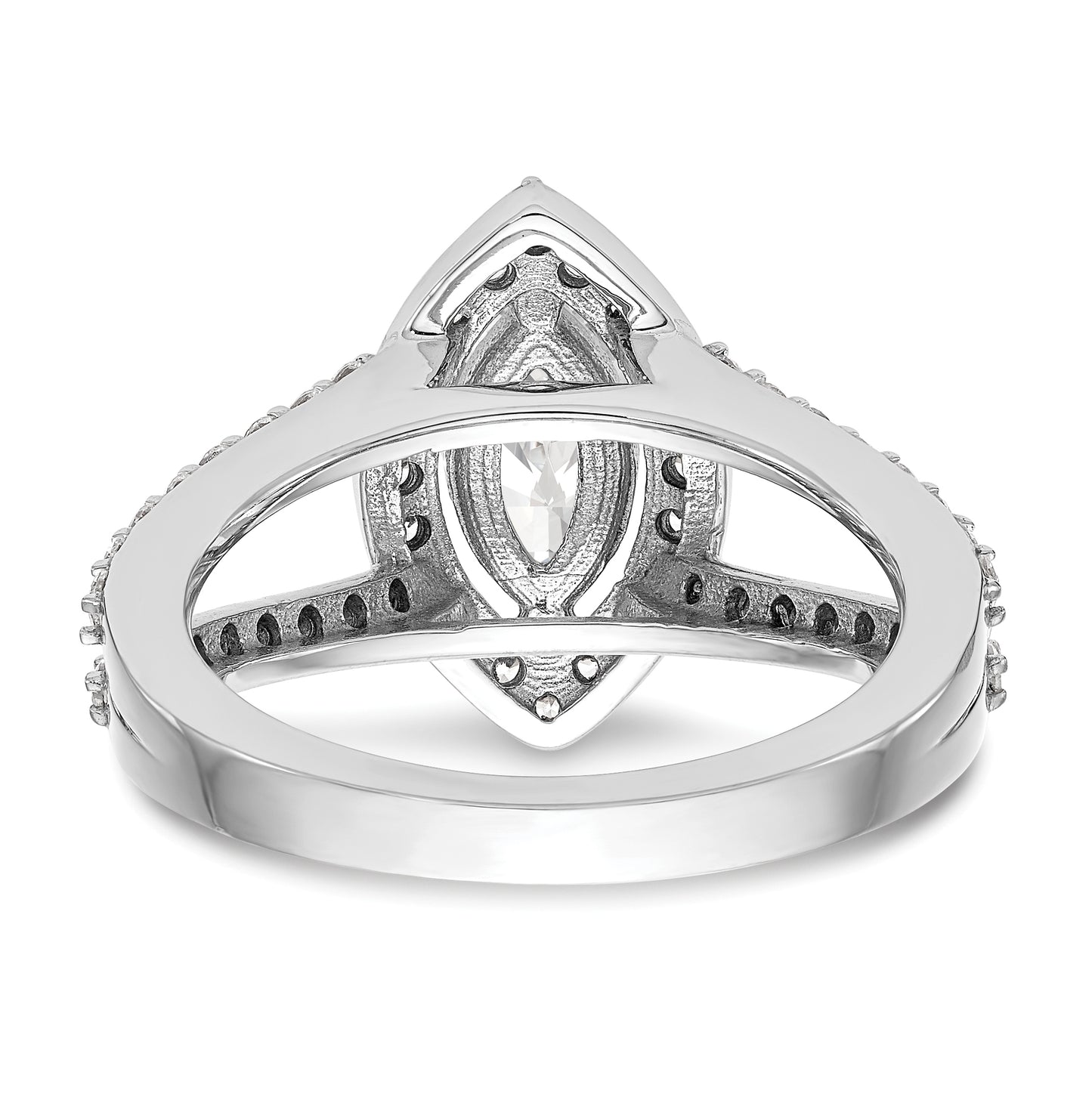 14K White Gold Halo Plus (Holds 1 carat (10x5mm) Marquise Center) 3/4 carat Diamond Semi-Mount Engagement Ring