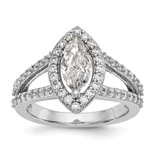 14K White Gold Halo Plus (Holds 1 carat (10x5mm) Marquise Center) 3/4 carat Diamond Semi-Mount Engagement Ring