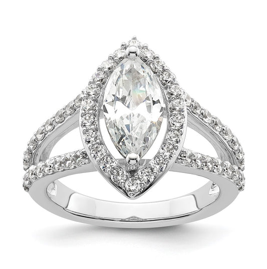 14K White Gold Halo Plus (Holds 2 carat (12x6mm) Marquise Center) 1 carat Diamond Semi-Mount Engagement Ring