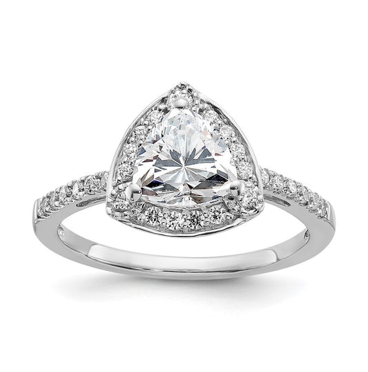 14K White Gold Halo Plus (Holds 1 carat (6.5mm) Trillion Center) 1/4 carat Diamond Semi-Mount Engagement Ring