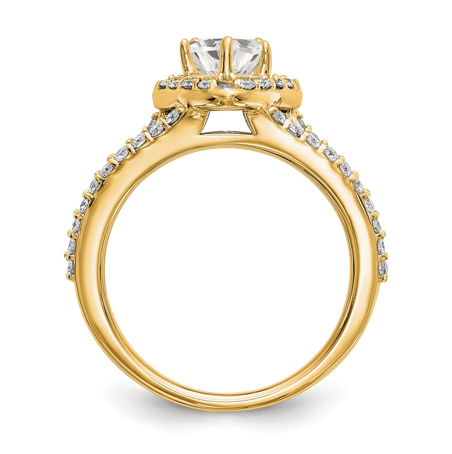 14K Yellow Gold Diamond Heart Semi-Mount Halo Eng Ring