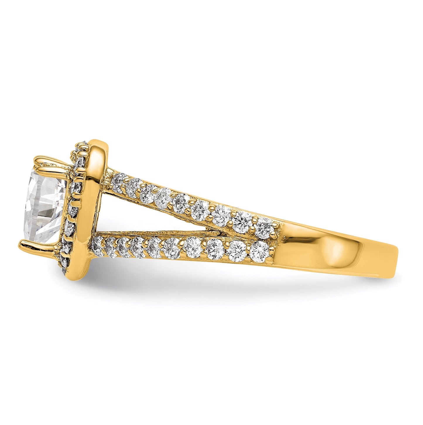 14K Yellow Gold Diamond Heart Semi-Mount Halo Eng Ring