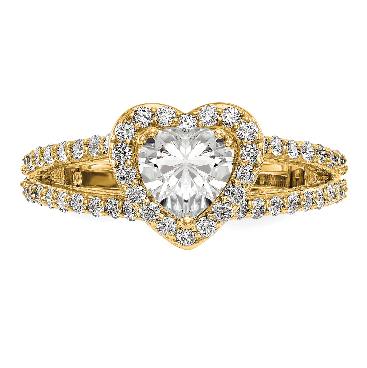 14K Yellow Gold Diamond Heart Semi-Mount Halo Eng Ring
