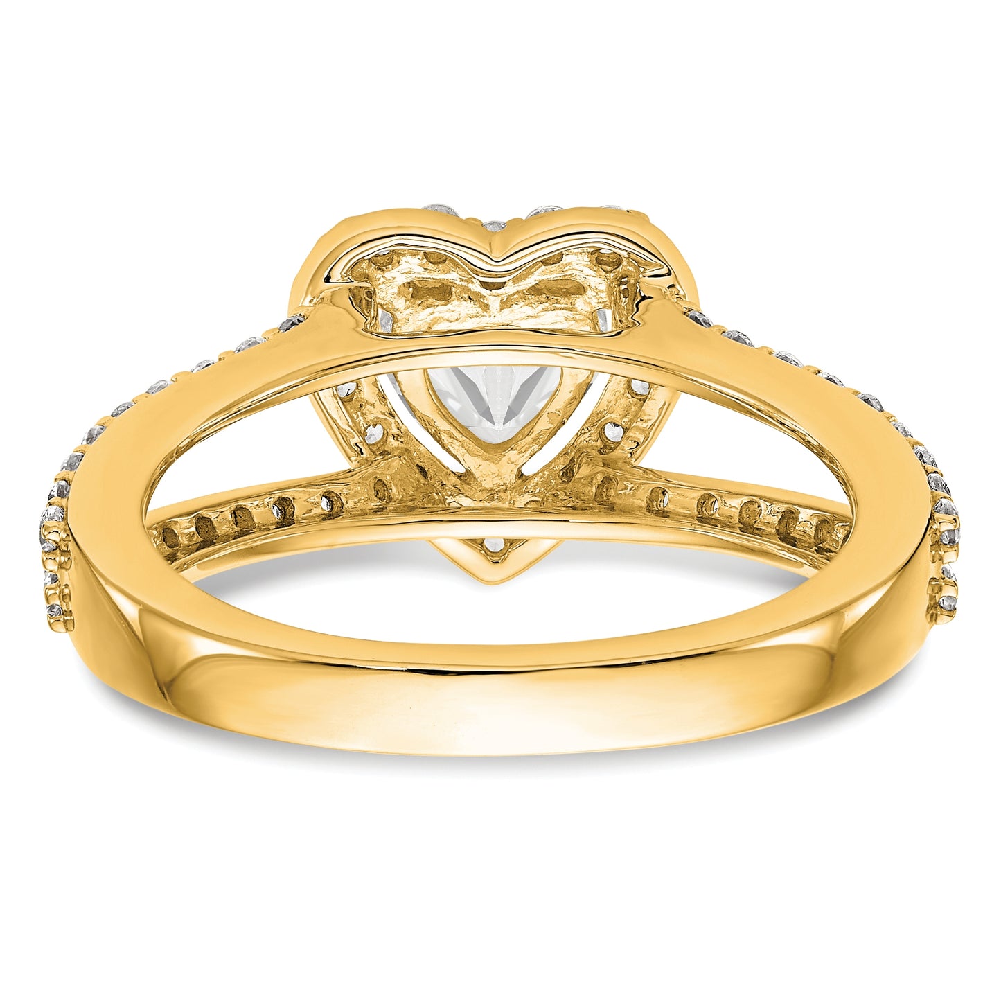 14K Yellow Gold Diamond Heart Semi-Mount Halo Eng Ring