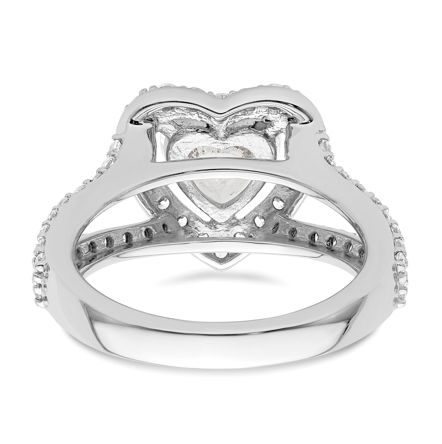 14K White Gold Halo Plus (Holds 1.5 carat (7.5mm) Heart Center) 1 carat Diamond Semi-Mount Engagement Ring