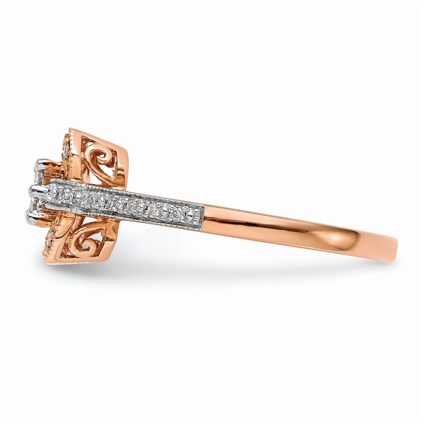 10K Rose Gold Square Halo Cluster 1/5 carat Diamond Complete Engagement Ring