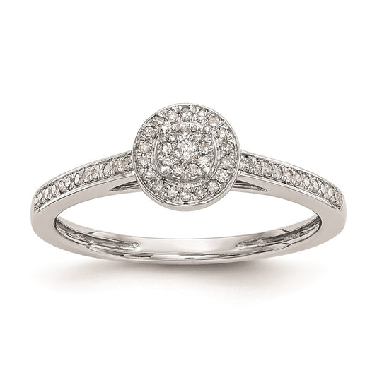 10K White Gold Halo Cluster 1/5 carat Diamond Complete Engagement Ring