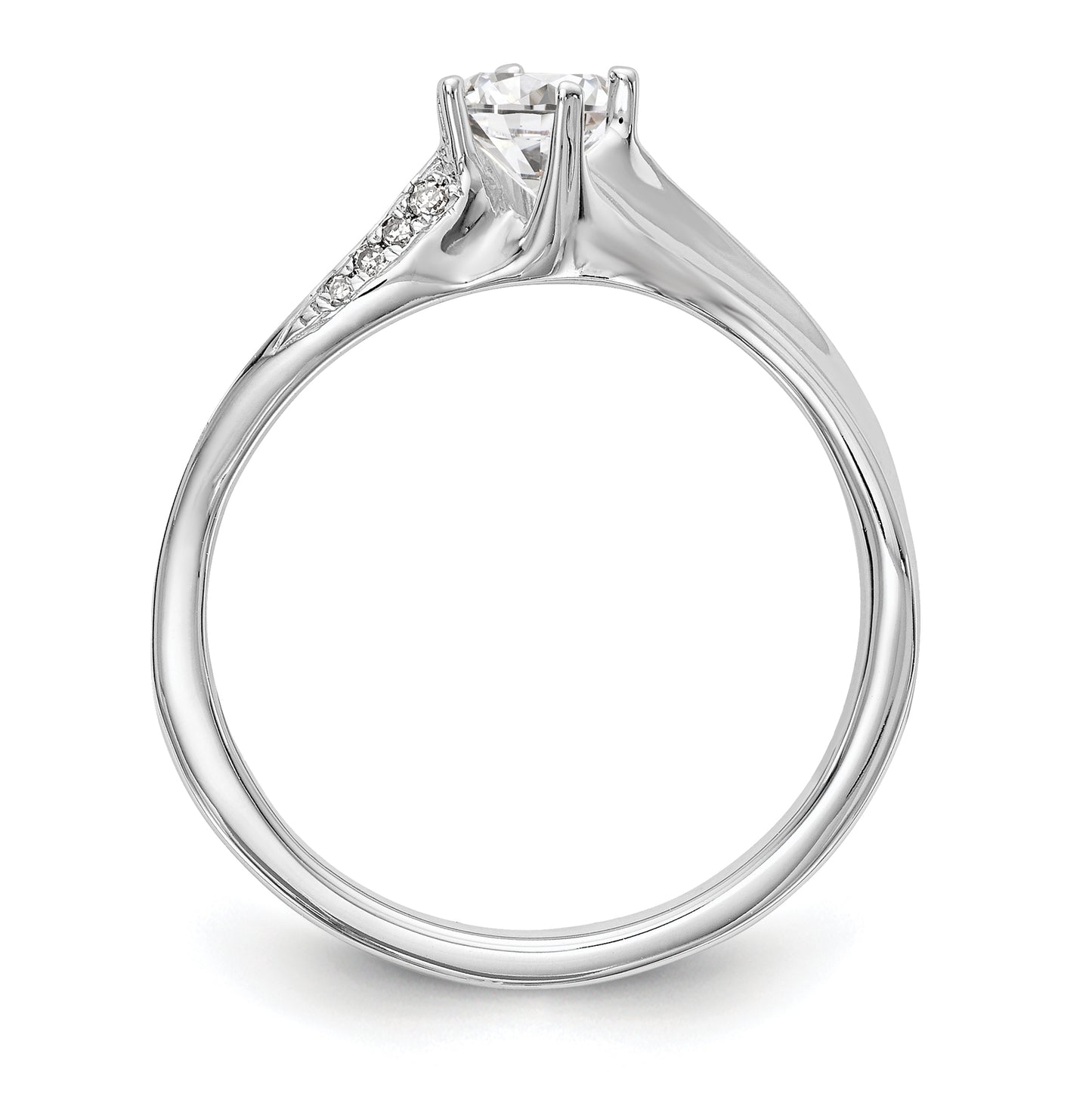 14k White Gold By-Pass (Holds 1/4 carat (4.1mm) Round Center) .03 carat Diamond Semi-mount Engagement Ring