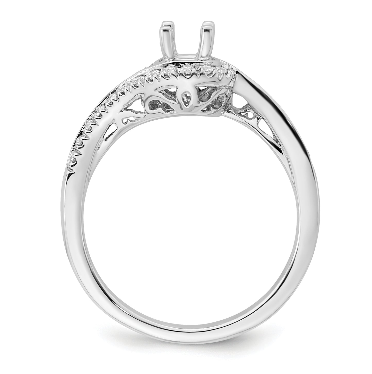 True Origin 14K White Gold 1/4 carat Lab Grown Diamond VS/SI  D E F  Semi Mount Round By-Pass Engagement Ring