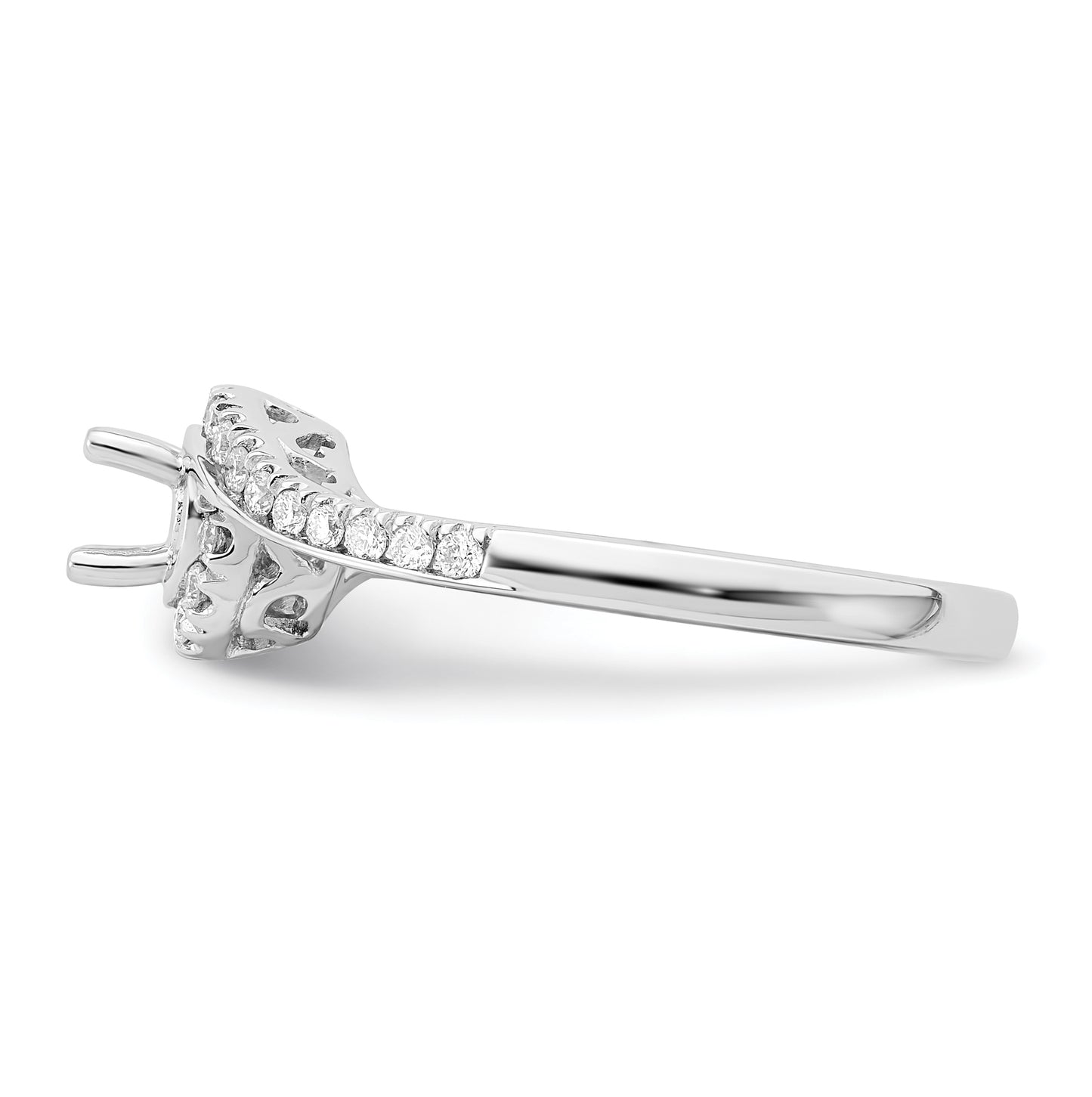 True Origin 14K White Gold 1/4 carat Lab Grown Diamond VS/SI  D E F  Semi Mount Round By-Pass Engagement Ring