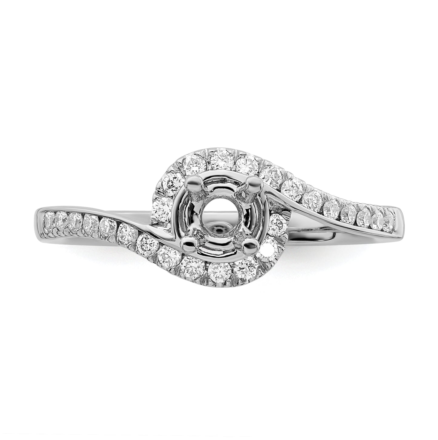 True Origin 14K White Gold 1/4 carat Lab Grown Diamond VS/SI  D E F  Semi Mount Round By-Pass Engagement Ring